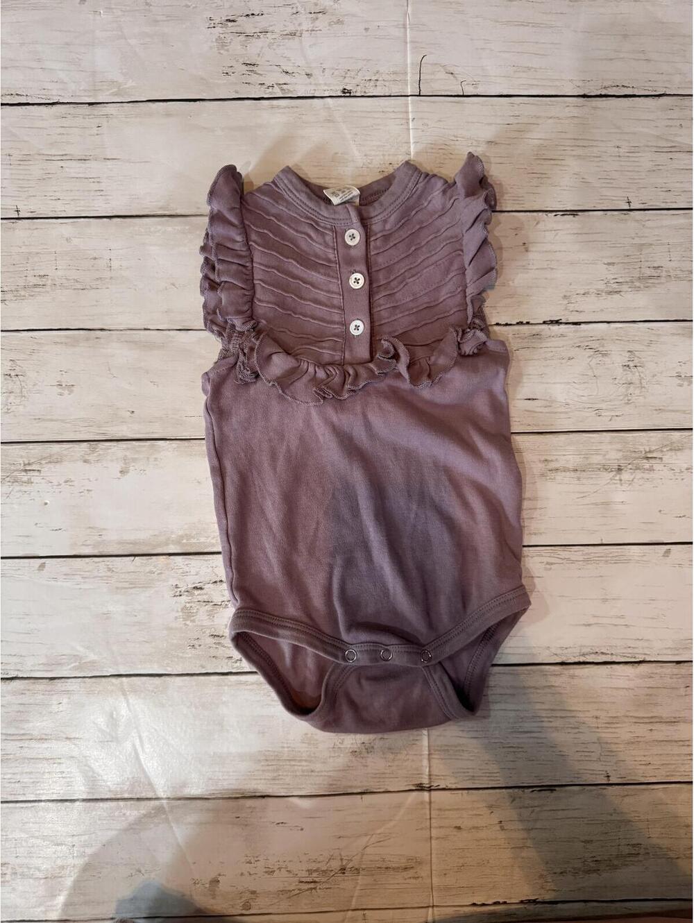 Kate Quinn Mauve Ruffle Bodysuit 12-18 Months Organic Cotton